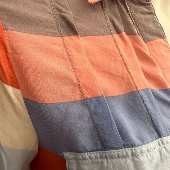 Anthropologie Maeve Wynwood Color Block Long‎ Sleeve Button Down Top sz 2 flawed - Picture 8 of 9